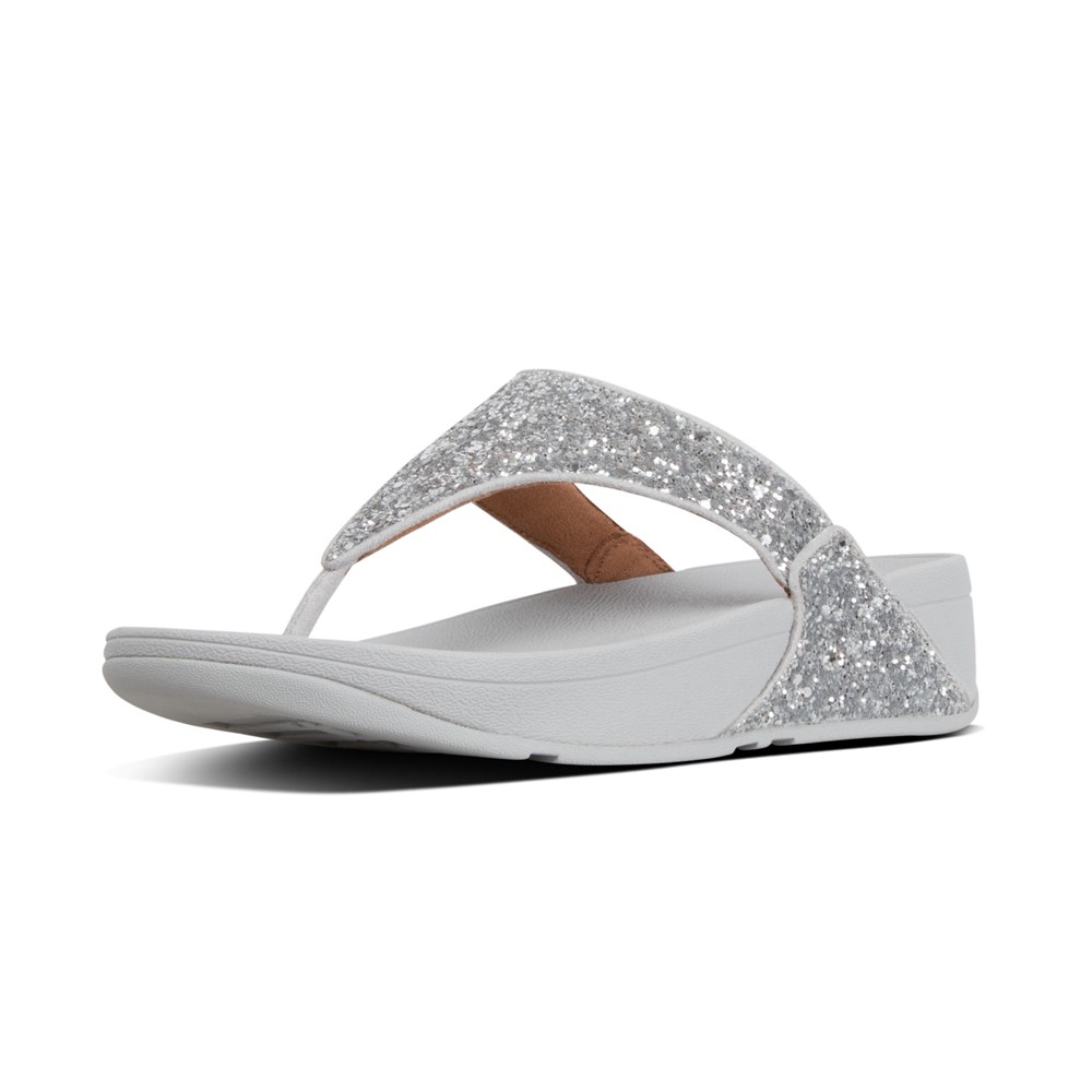 Fitflop Womens Sandals Silver - Lulu Glitter Toe-post - 03ICXBQLT